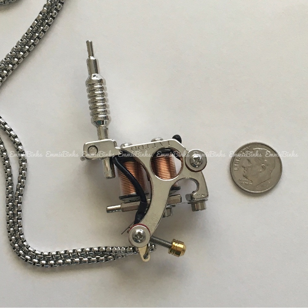 New Stainless Steel Dimensional Tattoo Machine Pendant Necklace | Tattoo Machine - Picture 8 of 15